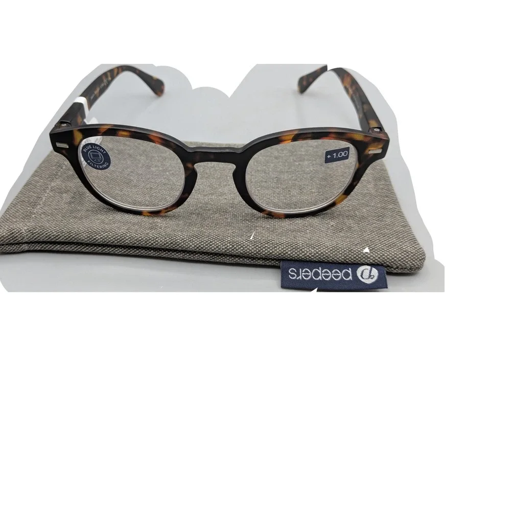 Peepers Headliner Blue Light Tortoise‎ Reading Glasses +1.00  Round Mens Womens